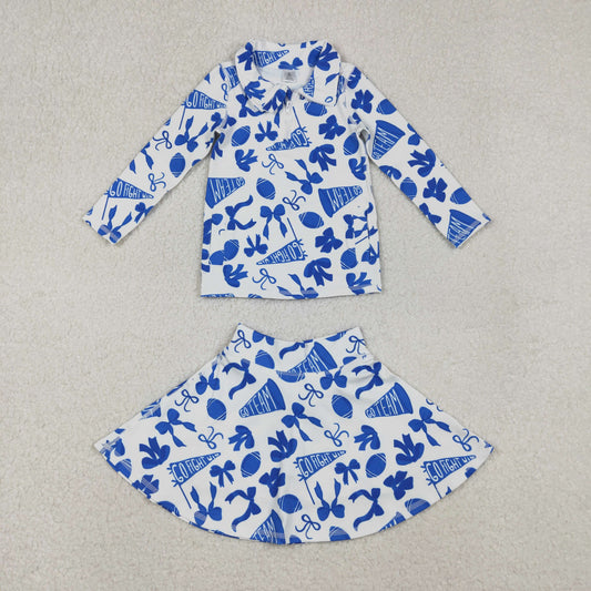 GLD1283  baby girls blue cheer zip skirt Outfits yoga