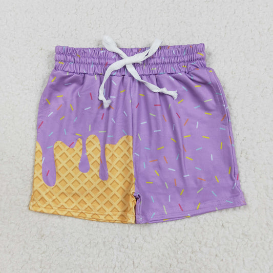 SS0621 baby boys purple Waffle ice cream shorts
