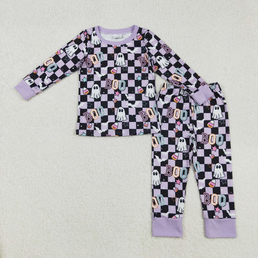 GLP2684 baby girls Halloween ghost BOO purple pajamas