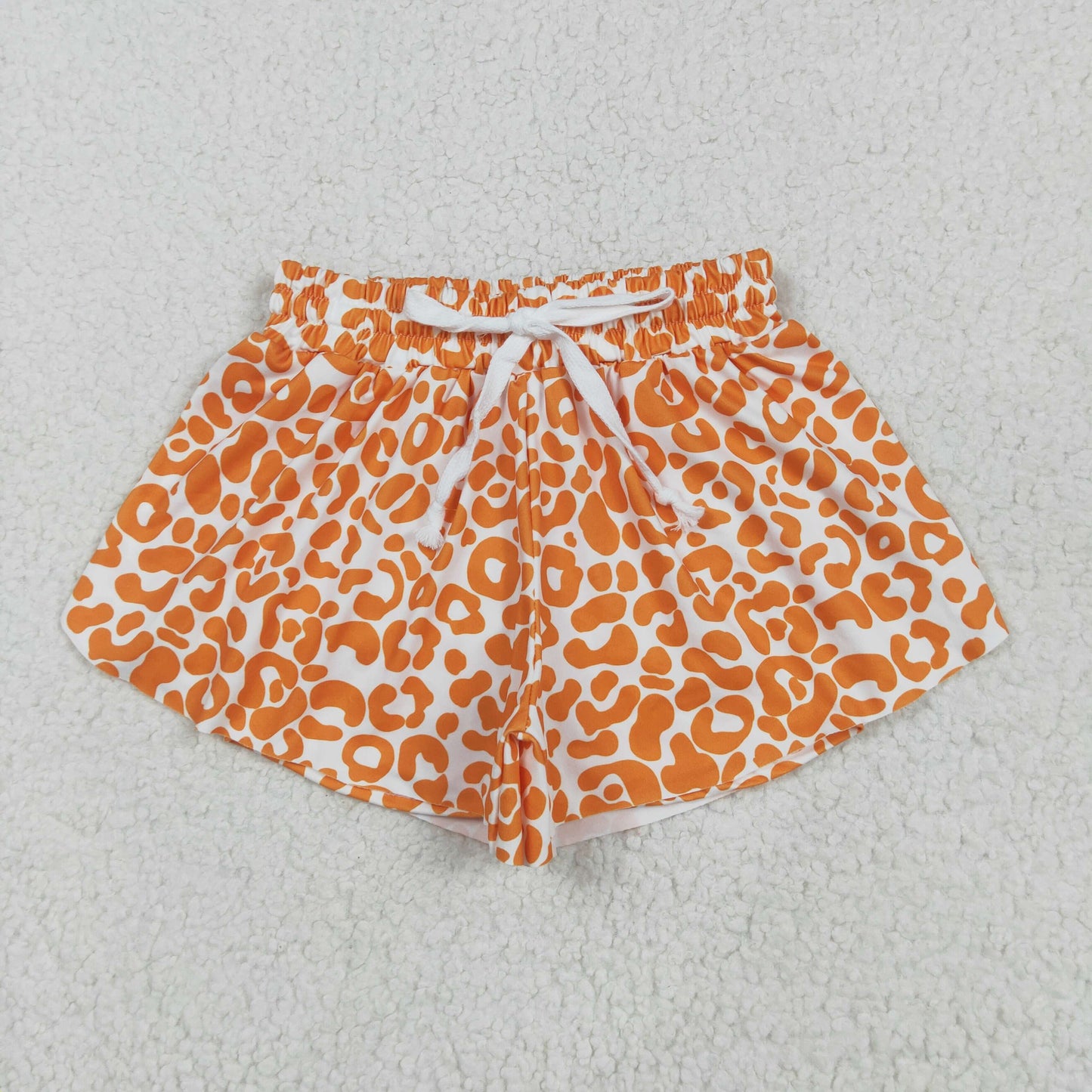 SS0584 girls orange leopard shorts