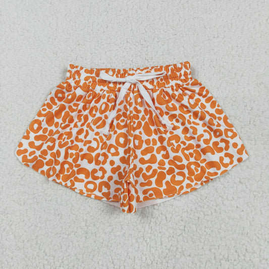 SS0584 girls orange leopard shorts