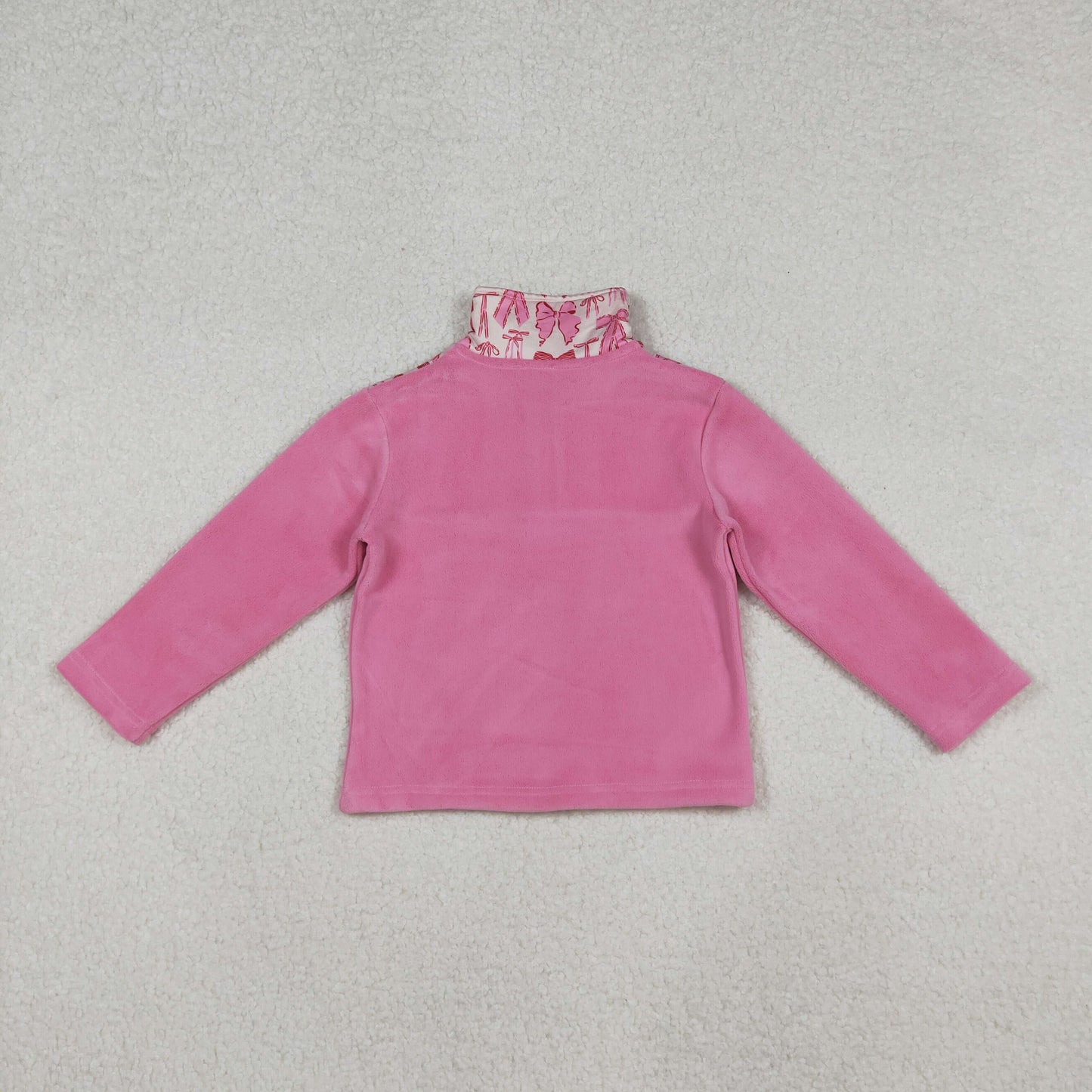 GT1149 baby girls Christmas bow pink zipper pullover top