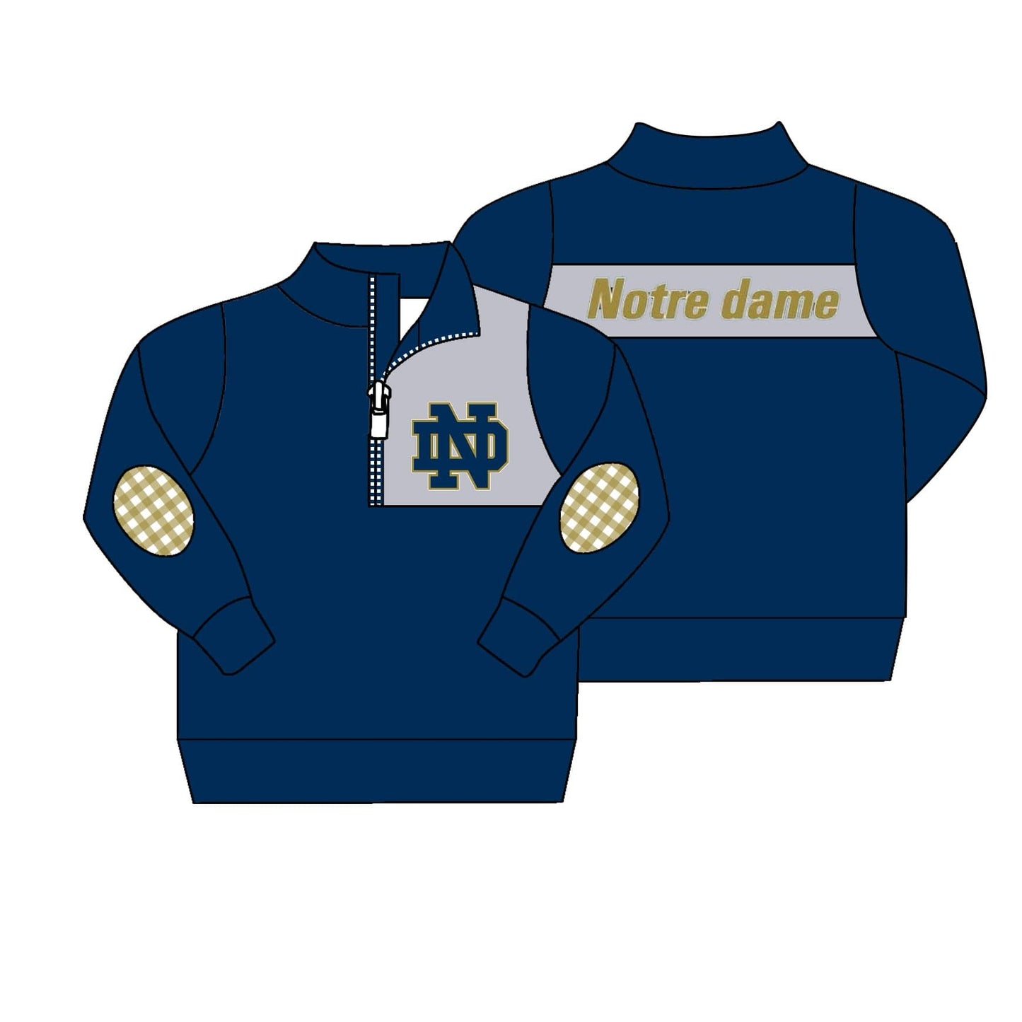 MOQ 3 Custom design baby Boys NOTRE DAME Pullover