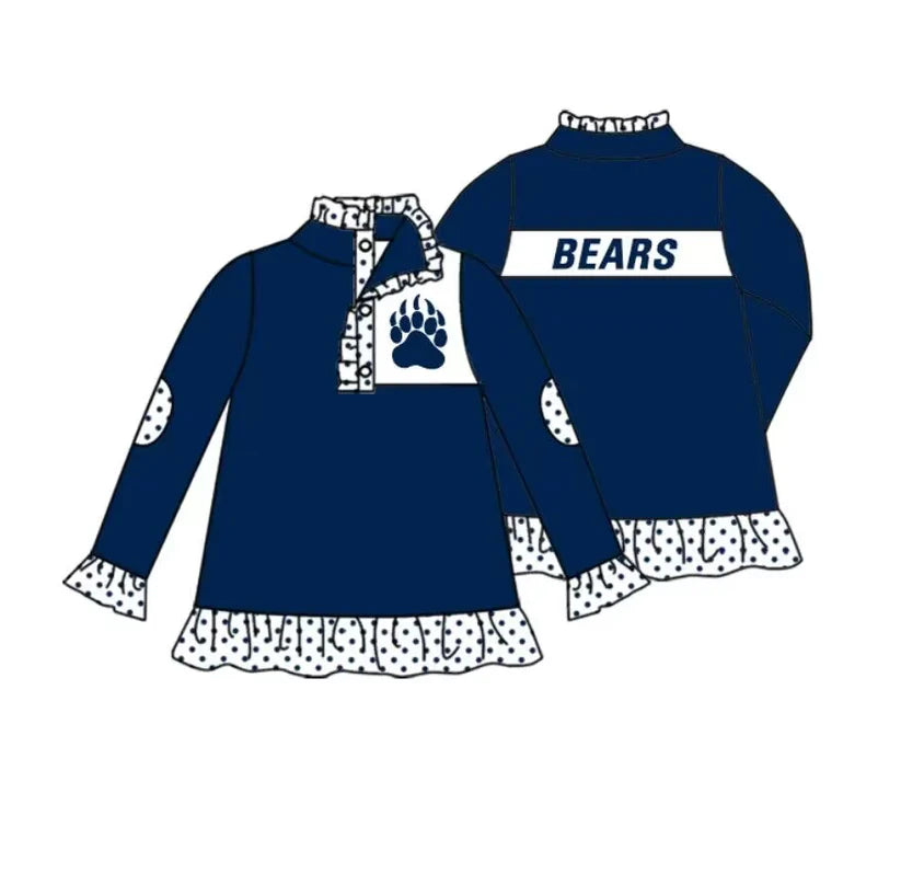 MOQ 3 Custom design girls Bears team navy Pullover