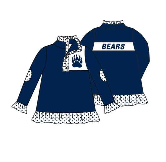 MOQ 3 Custom design girls Bears team navy Pullover