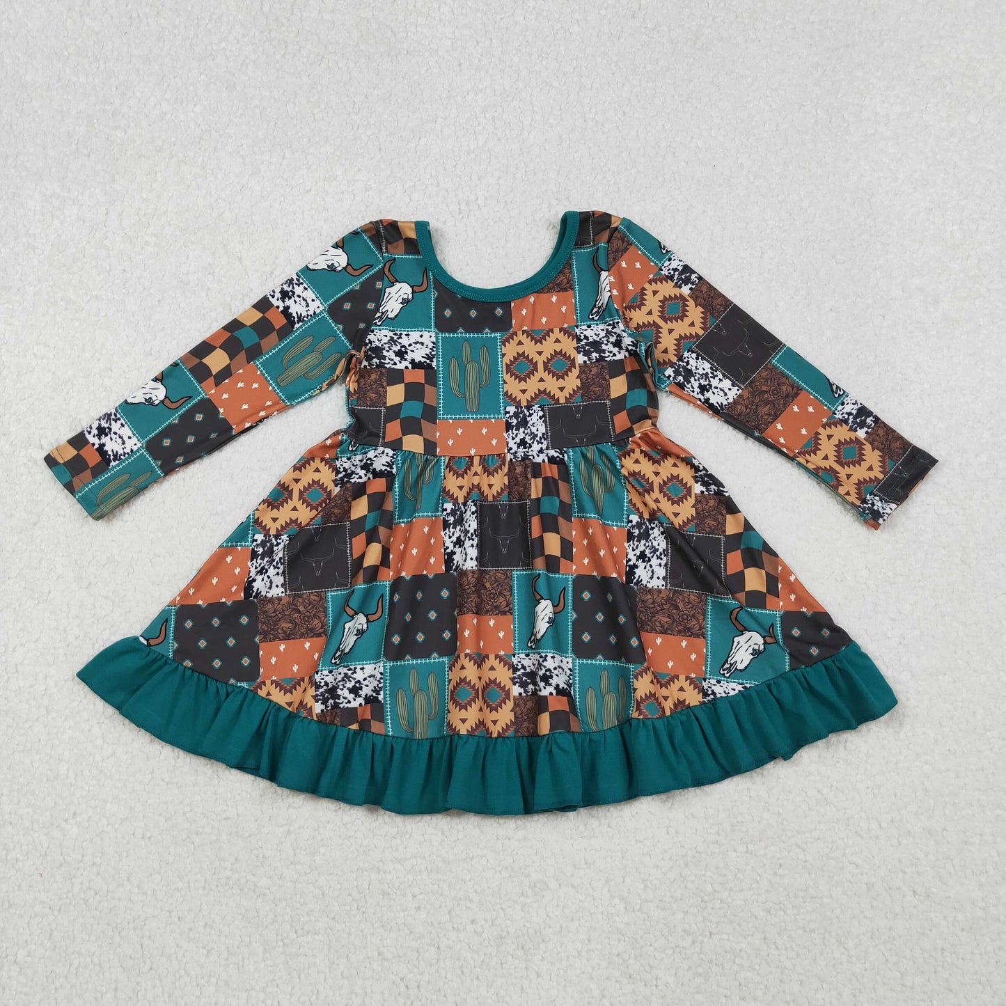 GLD0837 baby Girls western cow Dress