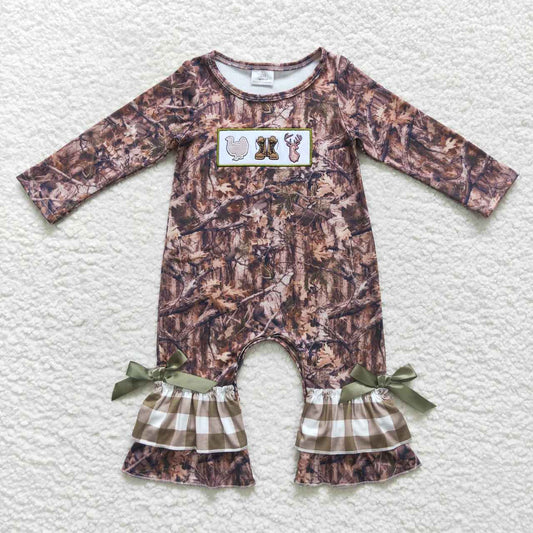 LR0526 Girls long sleeve deer romper embroidery (Shipment from the US)