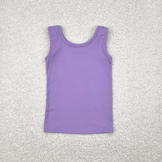 GT0990 Girls purple sleeveless T-shirt yoga