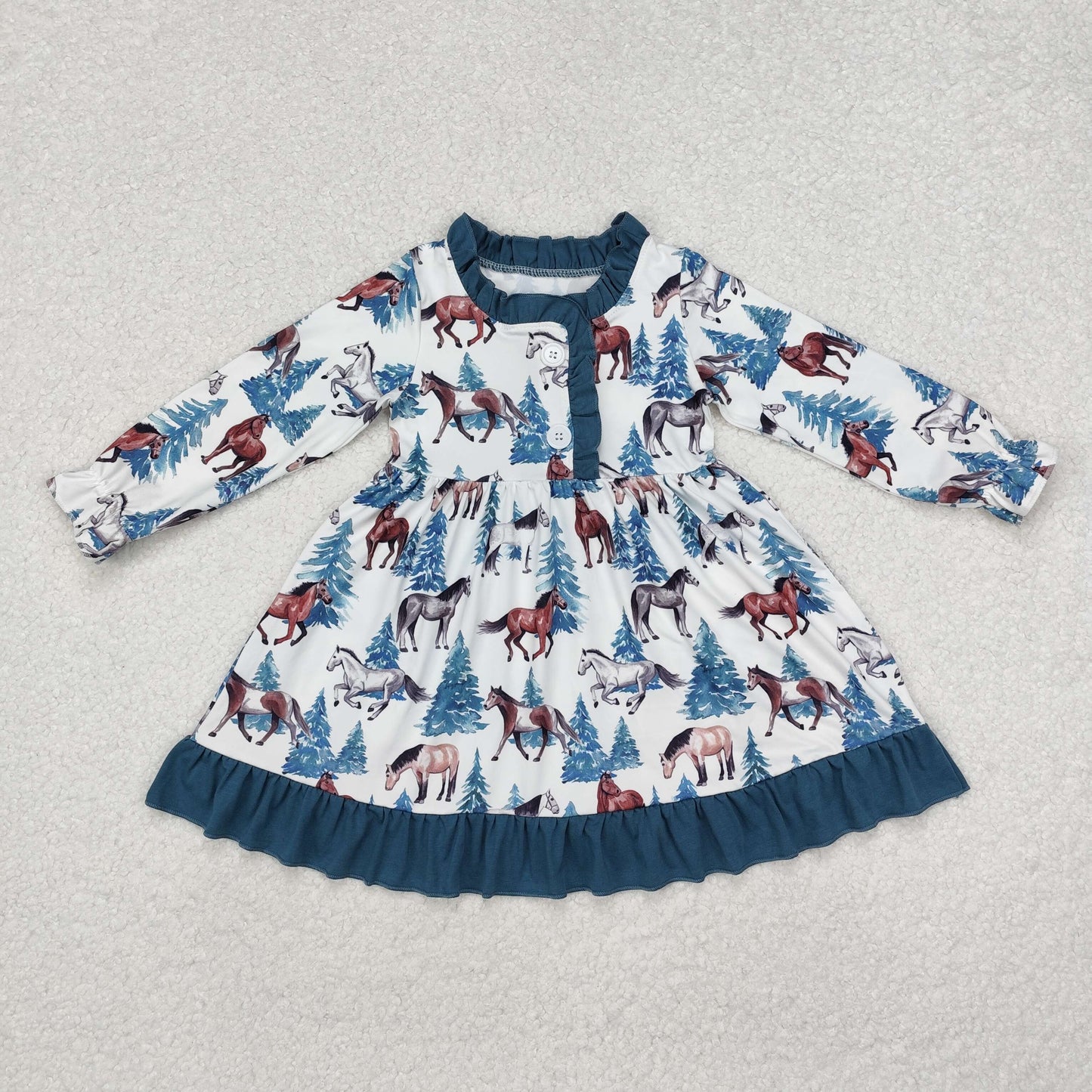 GLD0675 Girls Christmas horse Dress wholesale