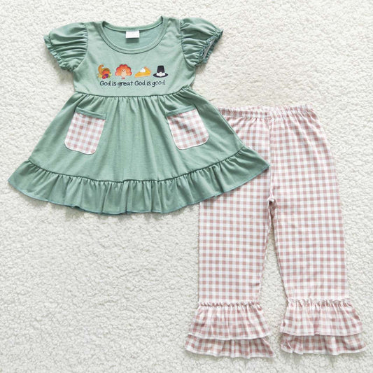 GSPO0827 Girls Thanksgiving Outfits pocket  (Shipment from the US)