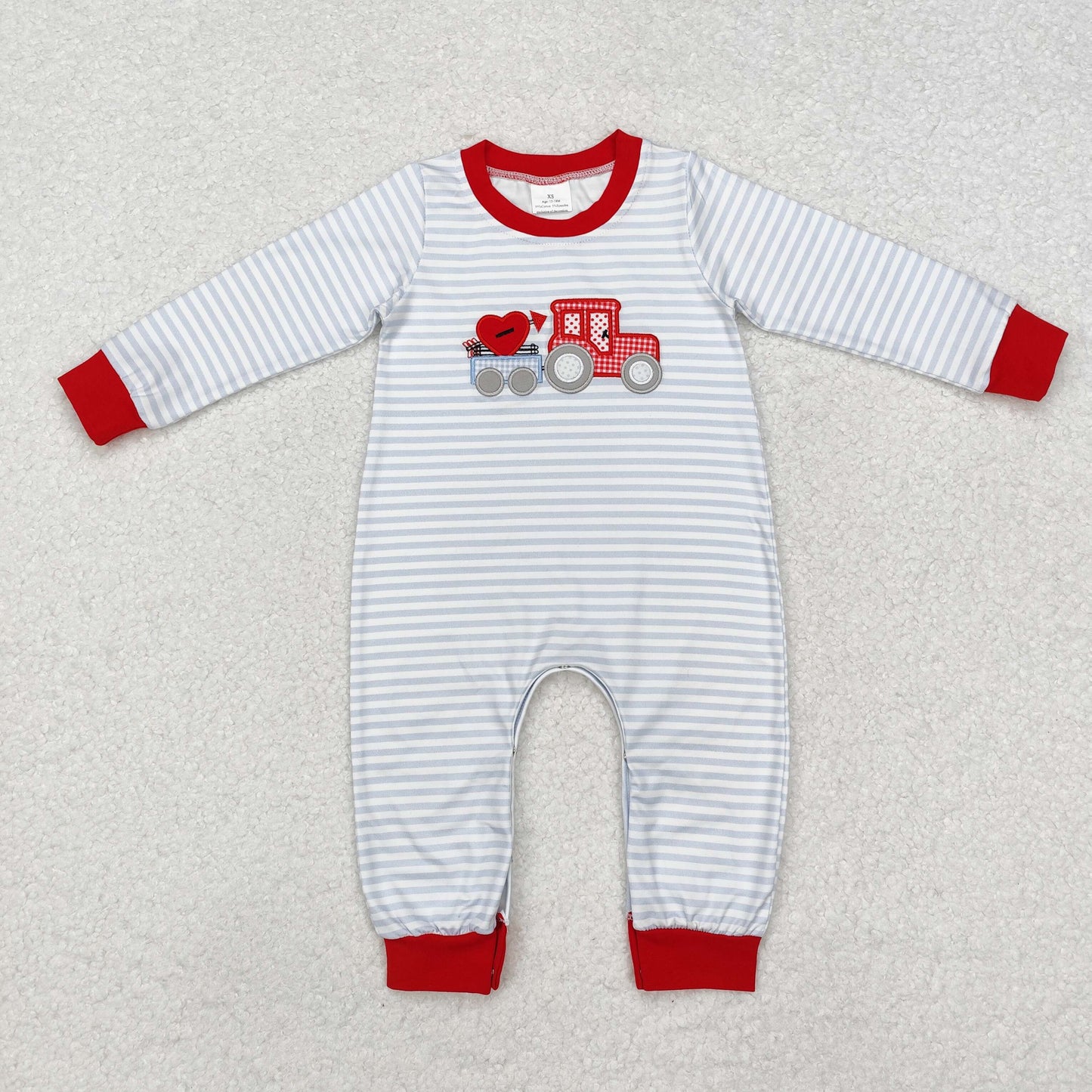 LR1924 Baby boys Valentine truck romper embroidery