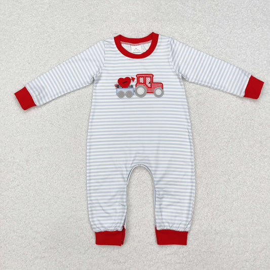 LR1924 Baby boys Valentine truck romper embroidery