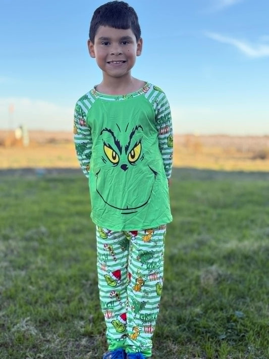 BLP0085 Boys Christmas Cartoon Green Outfits