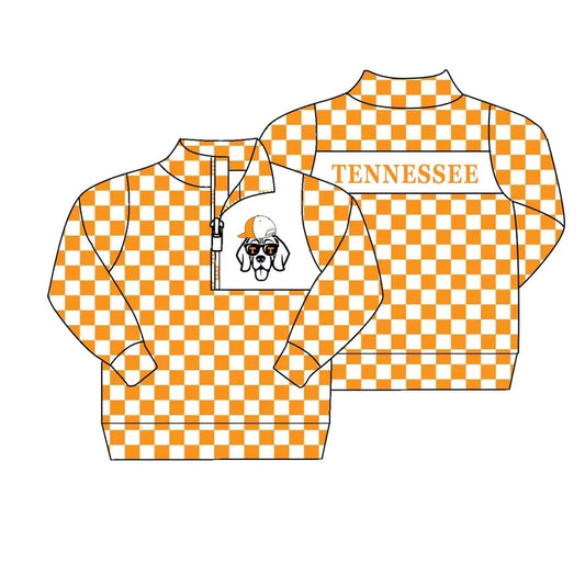 MOQ 3 Custom design Boys team TENNESSEE orange checkered Pullover