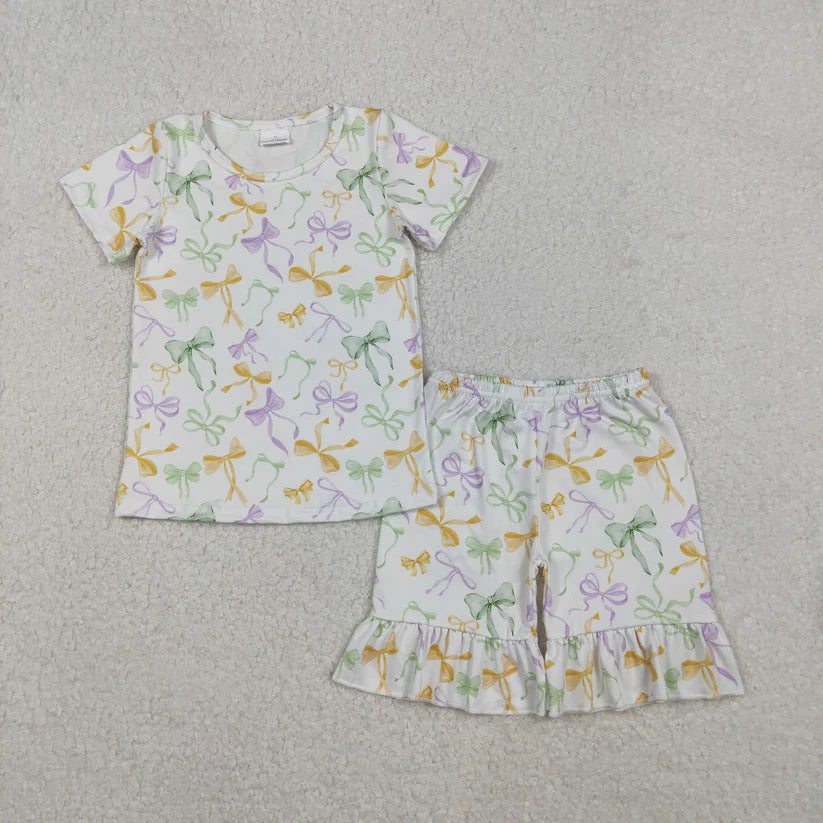 Family Matching Adult Baby girls Mardi Gras pajamas and yoga shorts