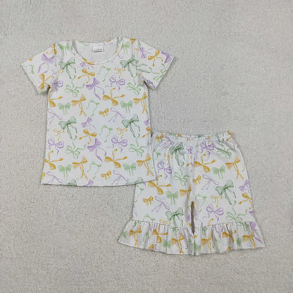 Family Matching Adult Baby girls Mardi Gras pajamas and yoga shorts