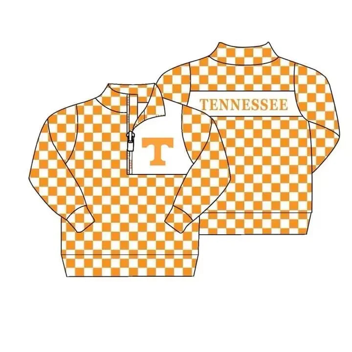 MOQ 3 Custom design Boys team TENNESSEE orange checkered Pullover
