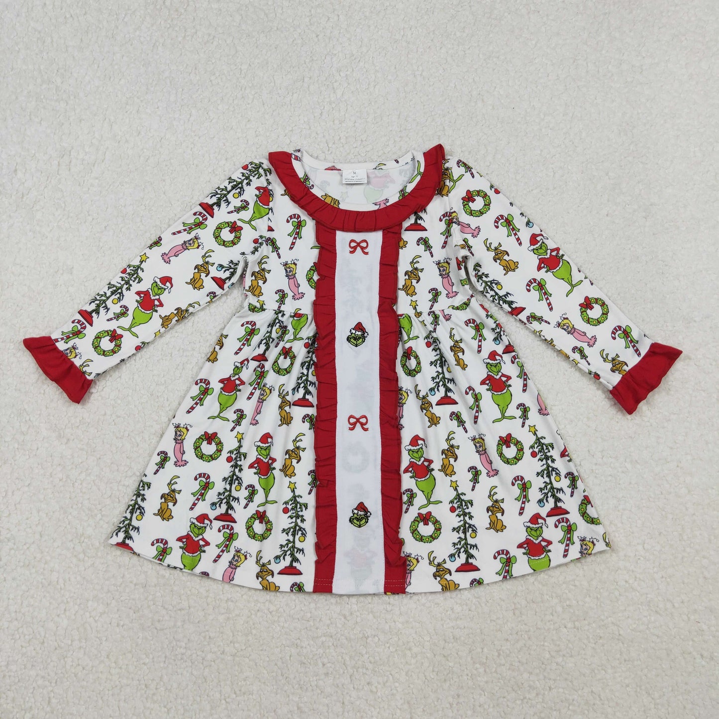 GLD1289 girls Christmas Dress embroidery