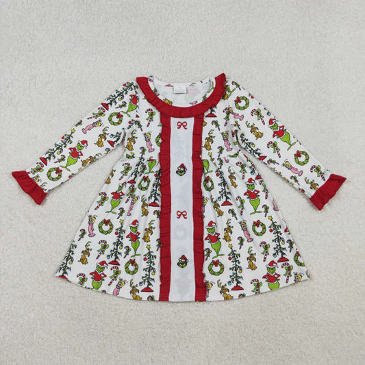 GLD1289 girls Christmas Dress embroidery