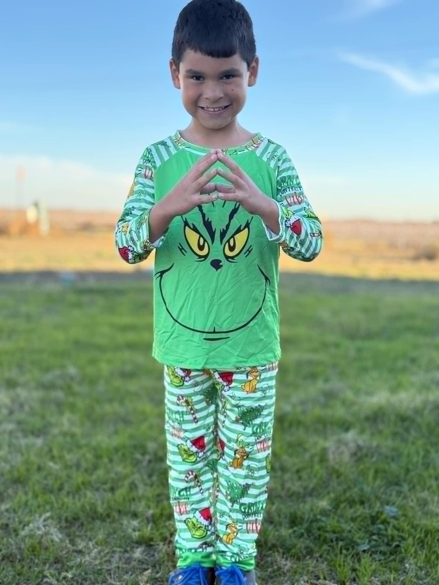 BLP0085 Boys Christmas Cartoon Green Outfits