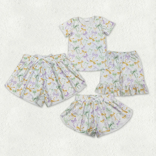 Family Matching Adult Baby girls Mardi Gras pajamas and yoga shorts