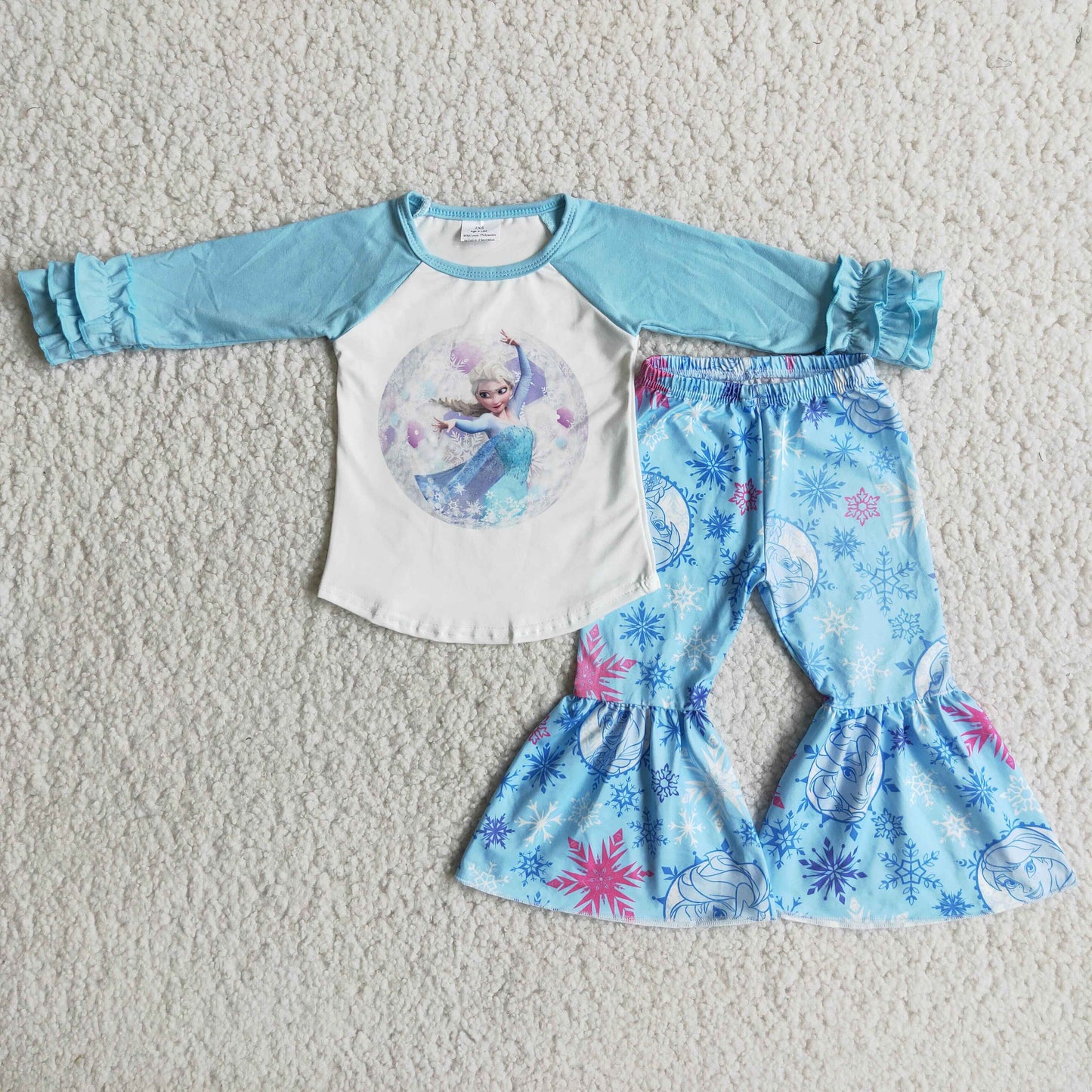 2.99 6 A26-28 Girls princess Blue Outfits long sleeves