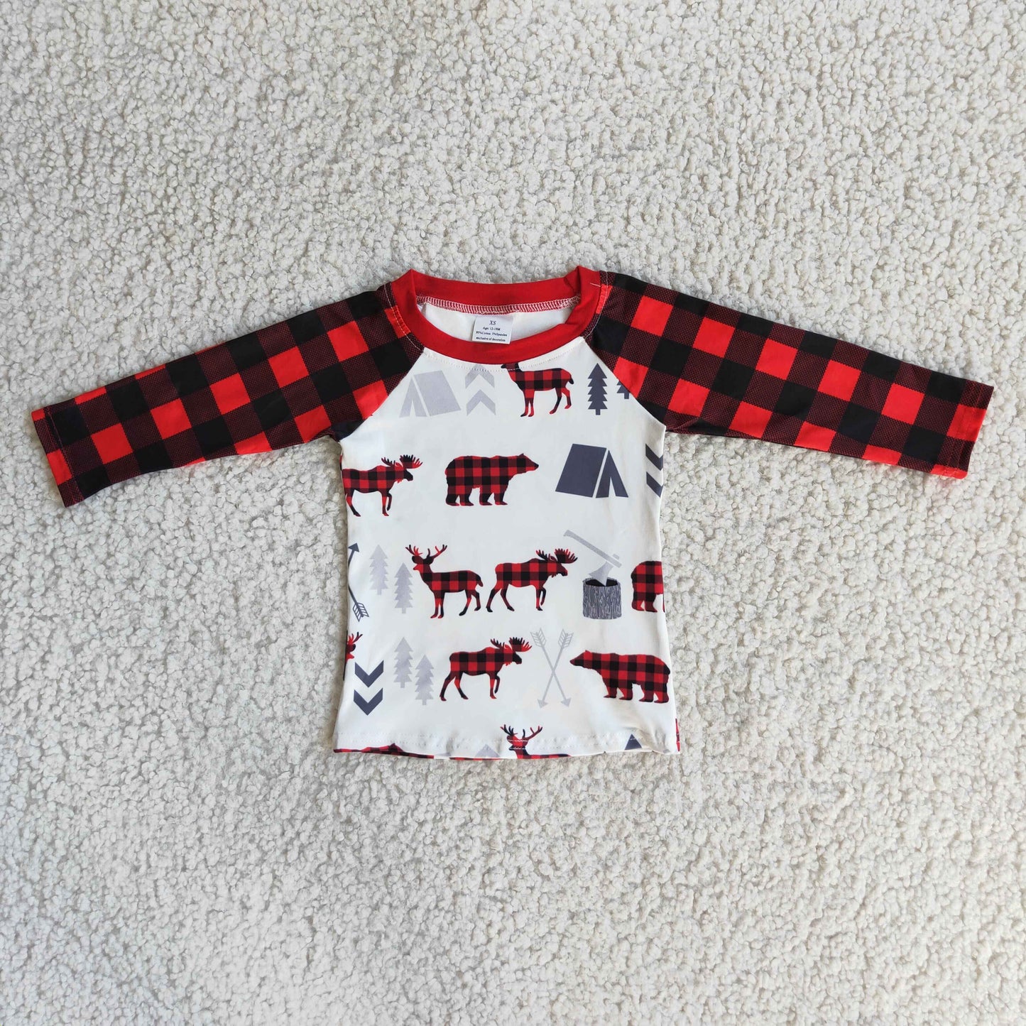 Boys Christmas Reindeer Shirt Top Long Sleeves