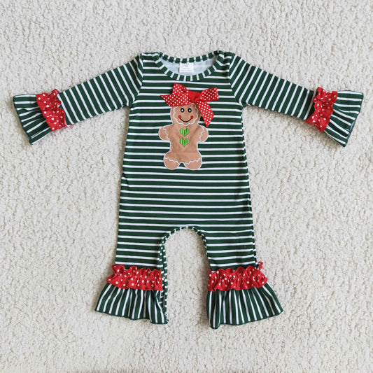 6 C10-6 Girls black stripe bow romper