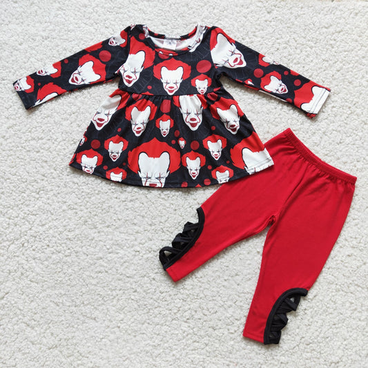 2.99  6 C7-23  Girls Clown Outfits red Long Sleeves Pants