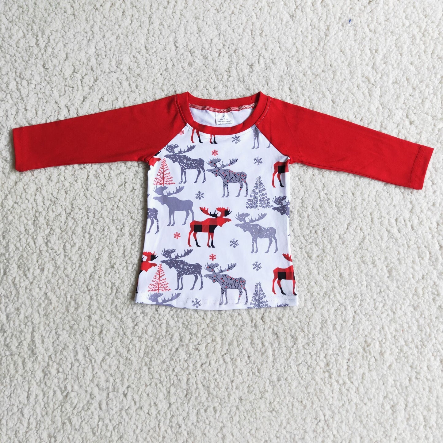1.99  6 C8-29 Boys Christmas DEER Shirt Top Long Sleeves