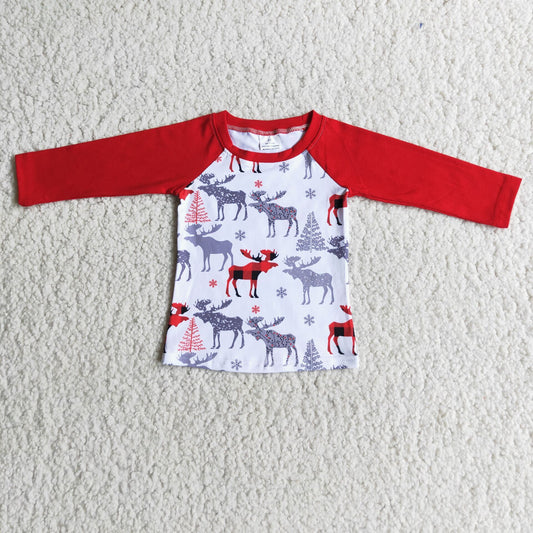 1.99  6 C8-29 Boys Christmas DEER Shirt Top Long Sleeves