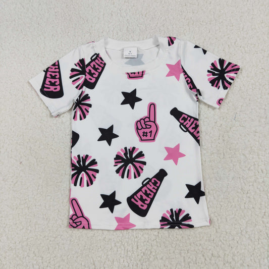 GT0994 Girls rose black short sleeve CHEER T-shirt top