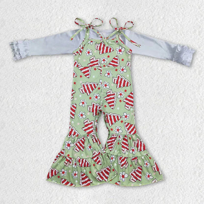 Matching Baby girls long Sleeve Christmas jumpsuit outfits Sets