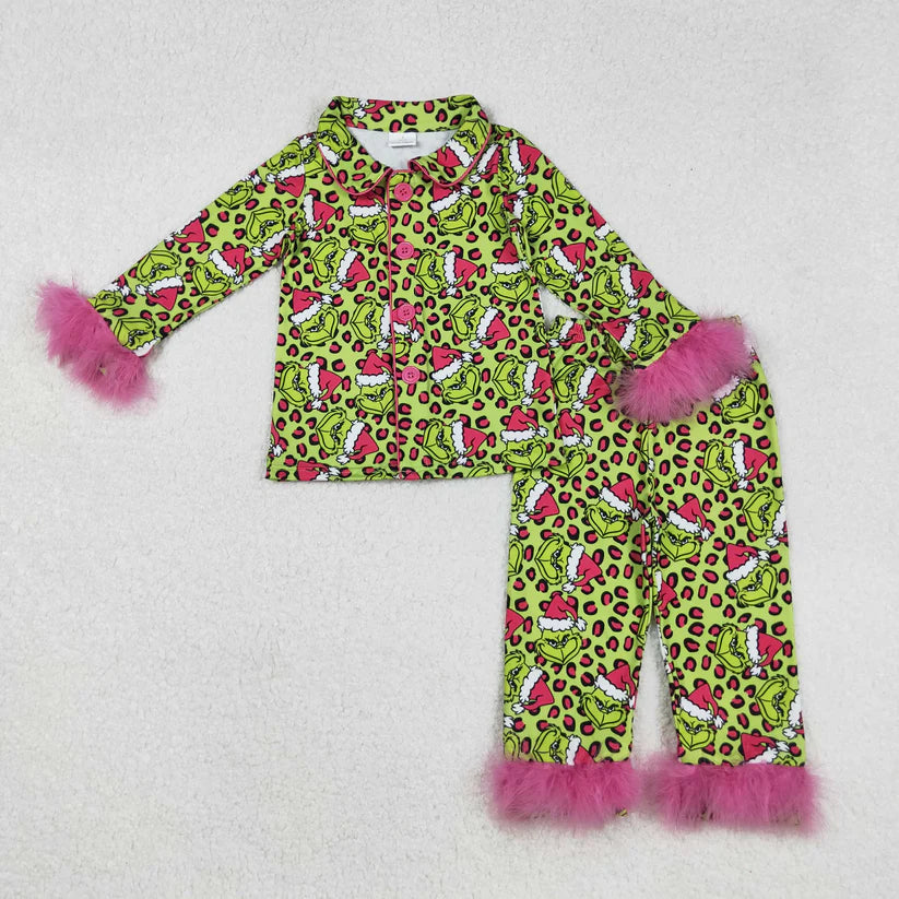Family Matching Adult Baby girls Christmas furry green clothing pajamas