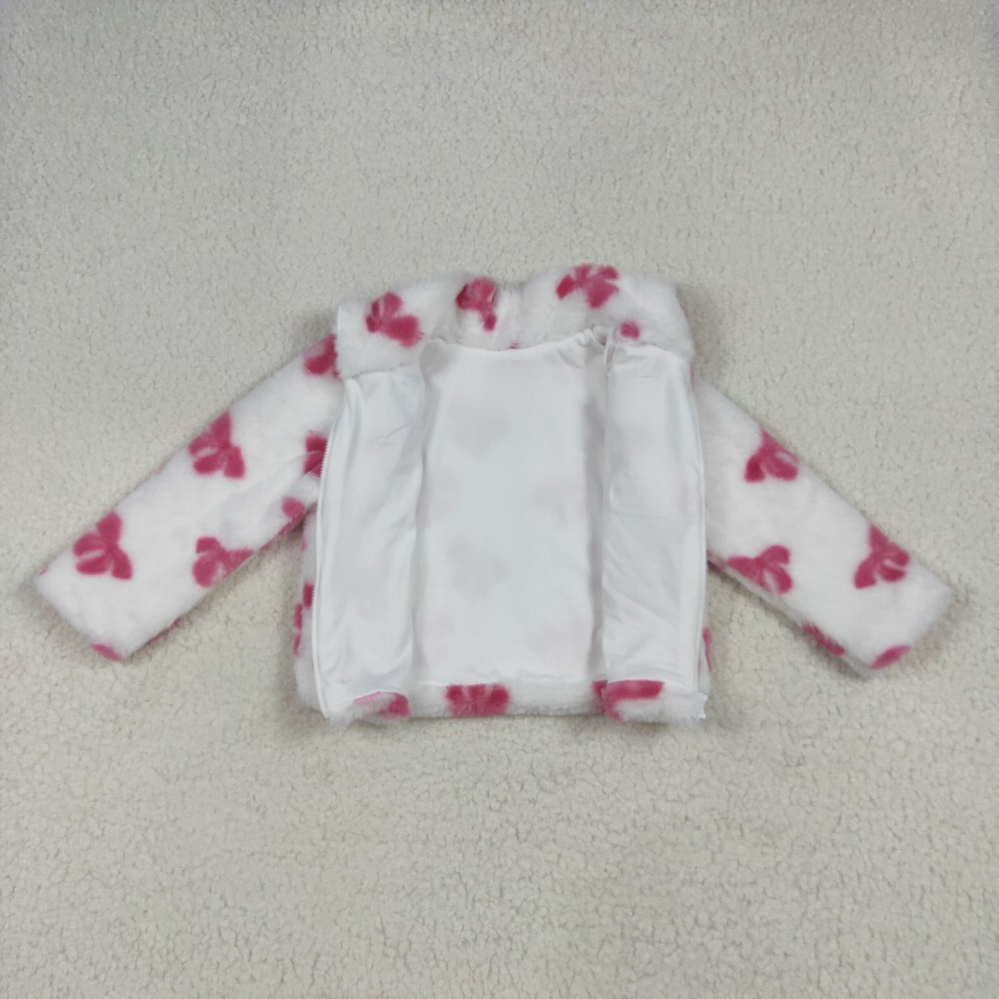 GT1048  Girls rose bow zipper coat