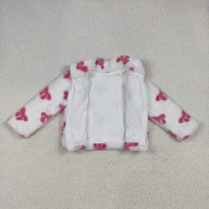 GT1048  Girls rose bow zipper coat