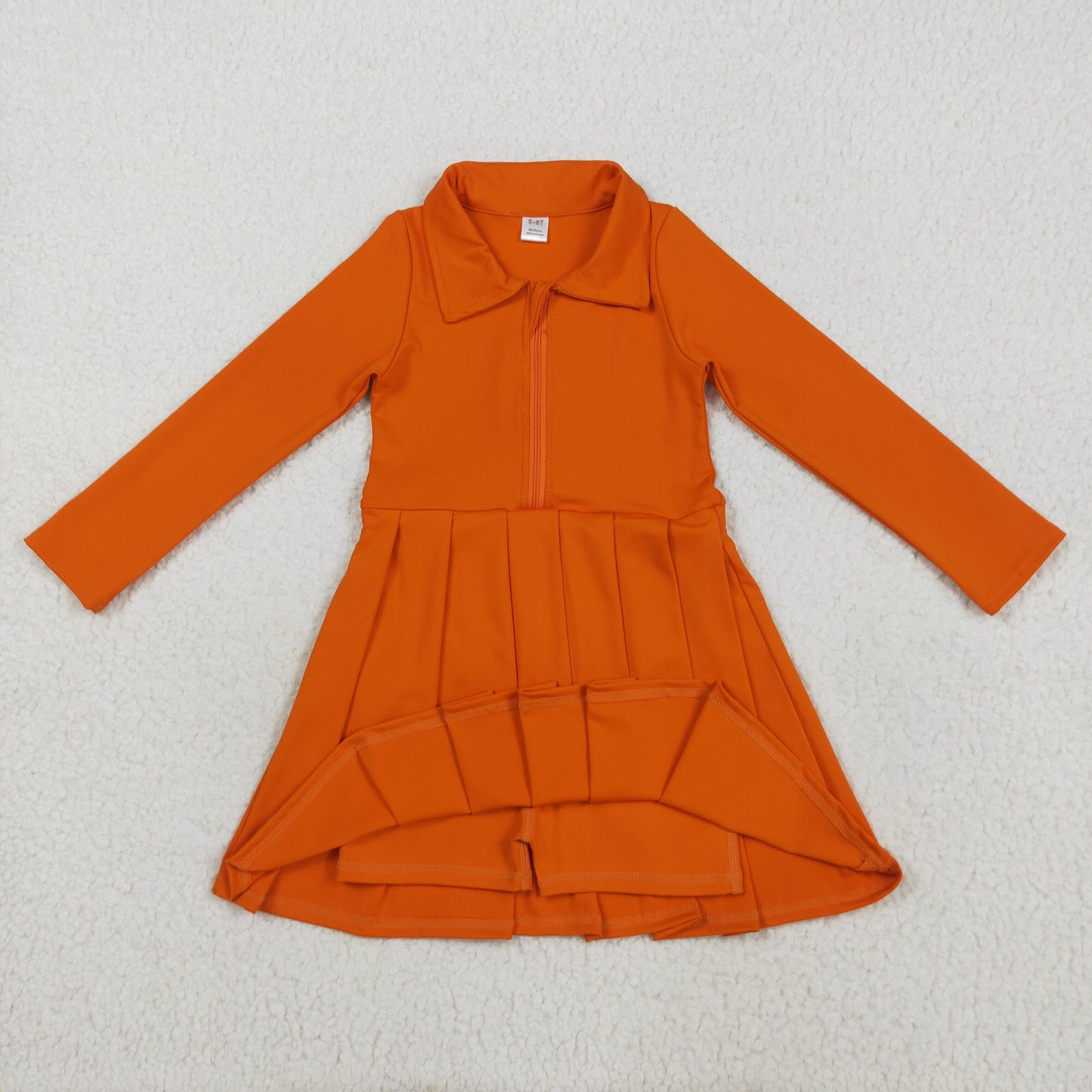 GLD1149 girls long sleeve zipper orange Dress yoga