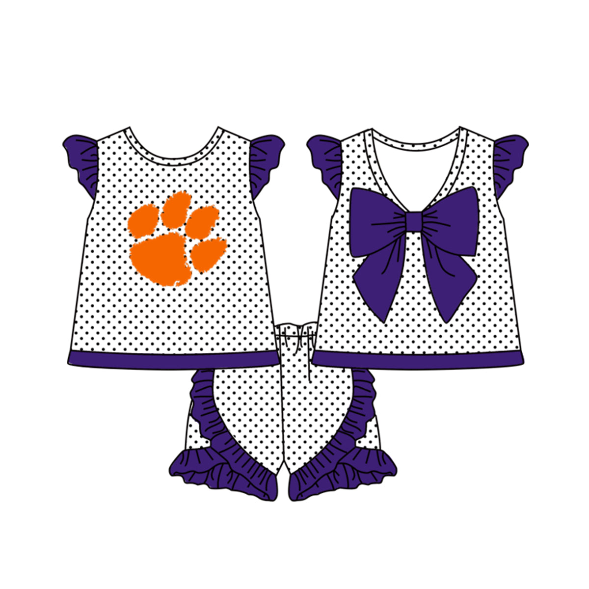 MOQ 3 Custom design Girls Clemson Outfits