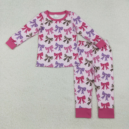 GLP2730  toddler girl clothes bows girl christmas winter pajamas set