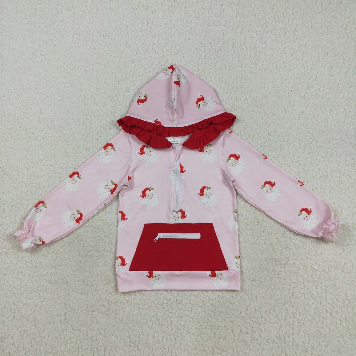 GT1047 baby girls Christmas zipper blue red hoodies top