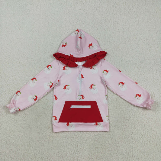 GT1047 baby girls Christmas zipper blue red hoodies top
