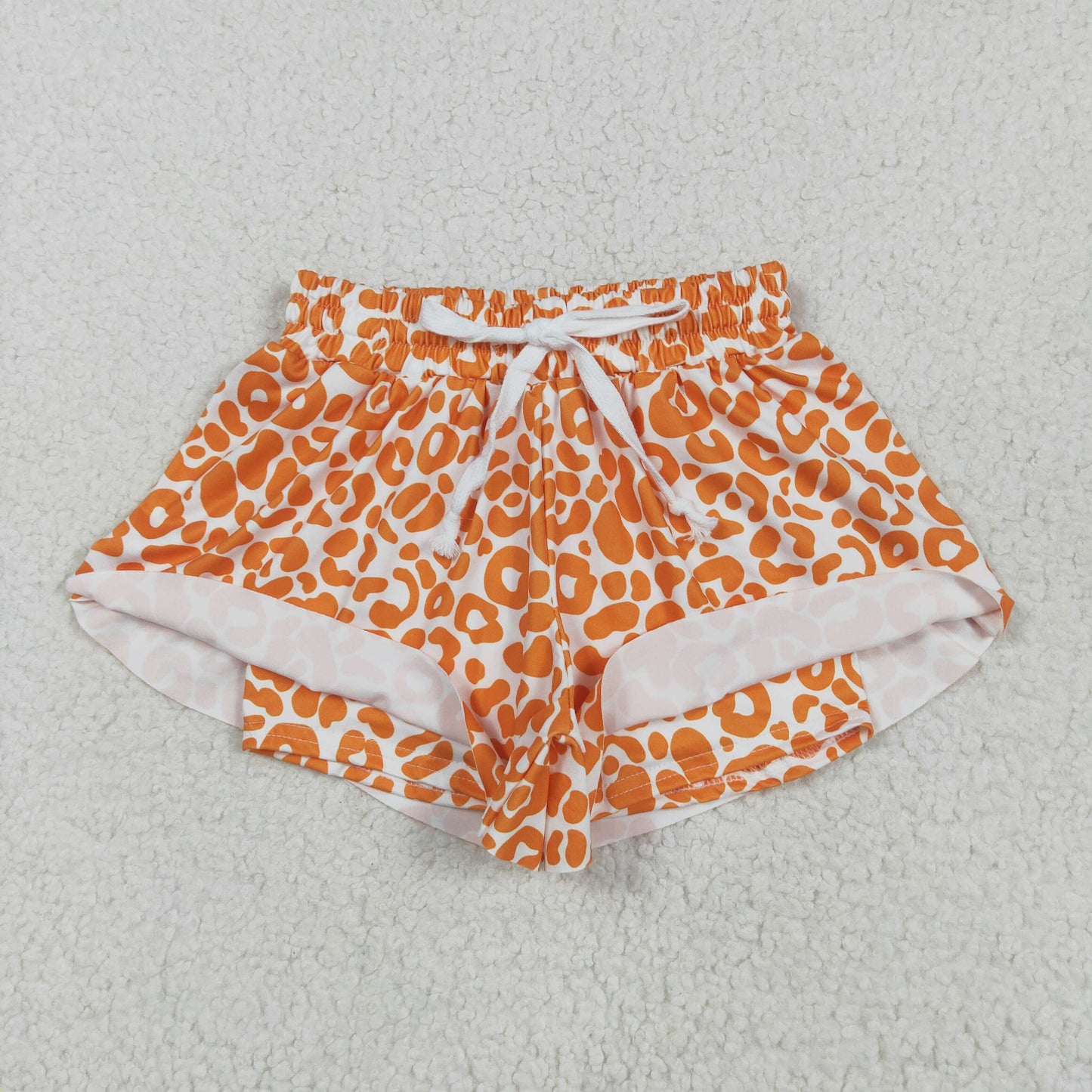 SS0584 girls orange leopard shorts
