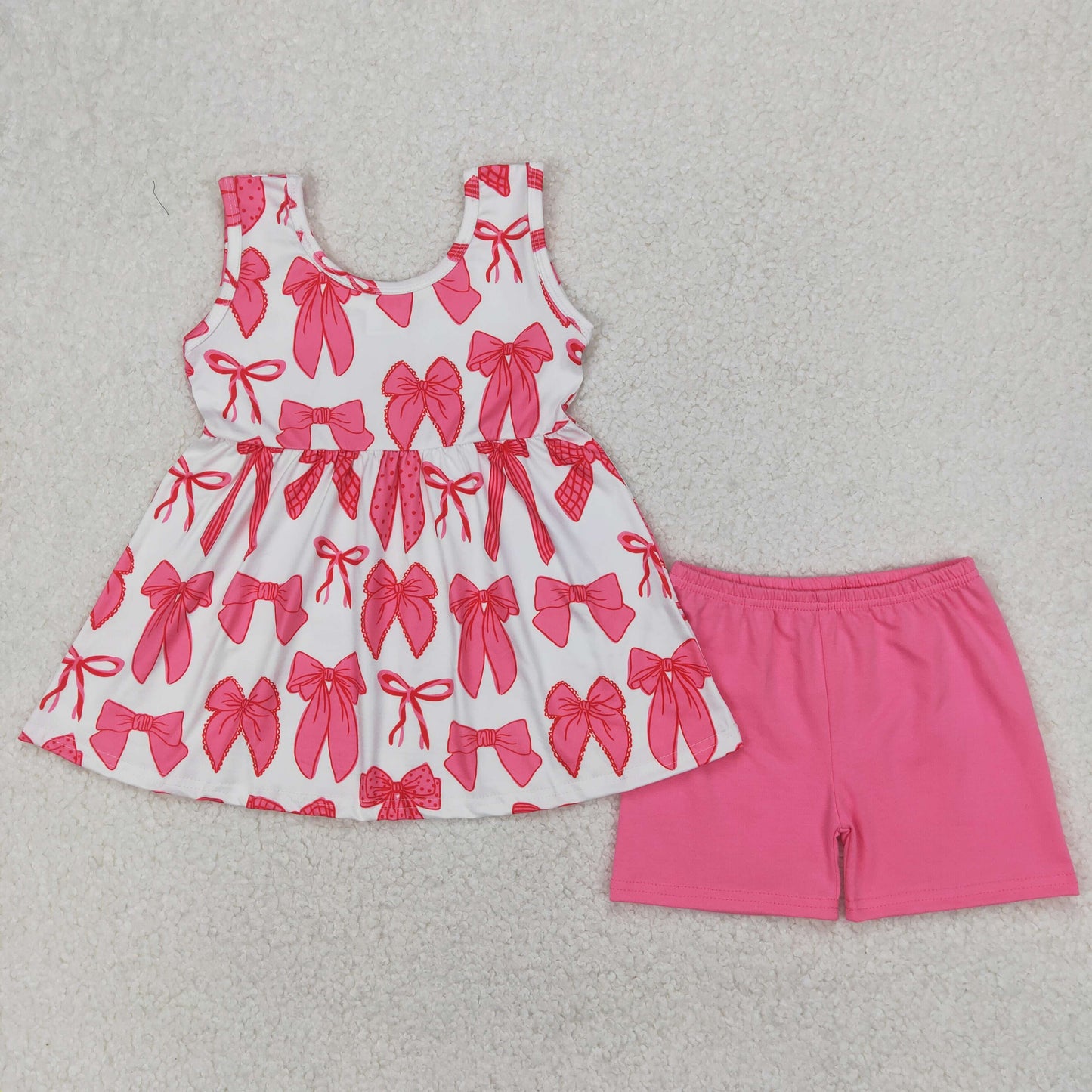 GSSO2450 baby girls sleeveless pink bow shorts outfits
