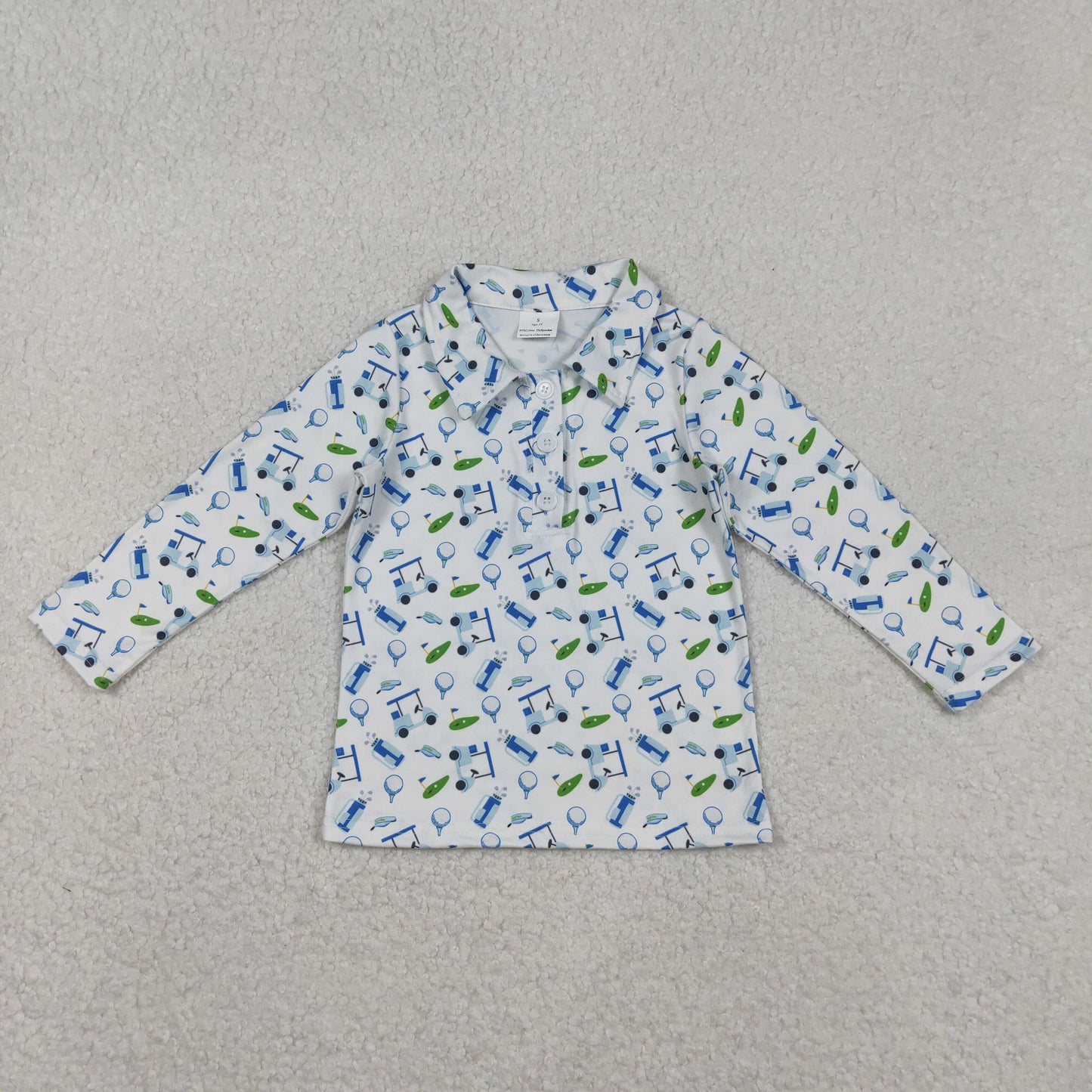 BT1405 baby boys golf button long sleeve shirt top