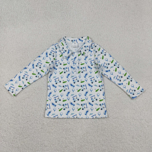 BT1405 baby boys golf button long sleeve shirt top