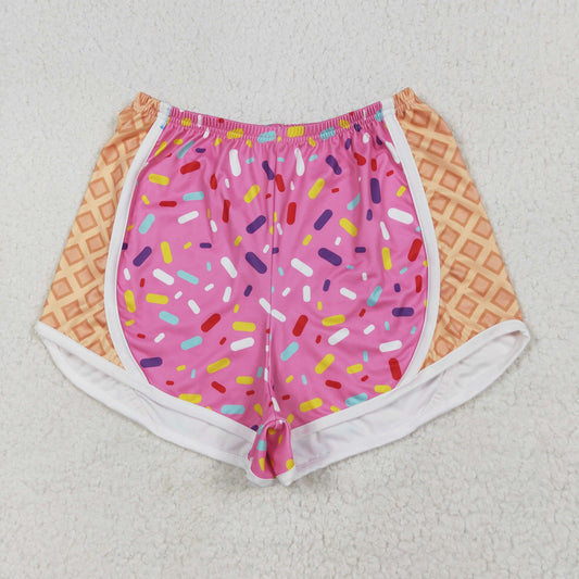 SS0574 Adult women pink orange ice cream Shorts yoga
