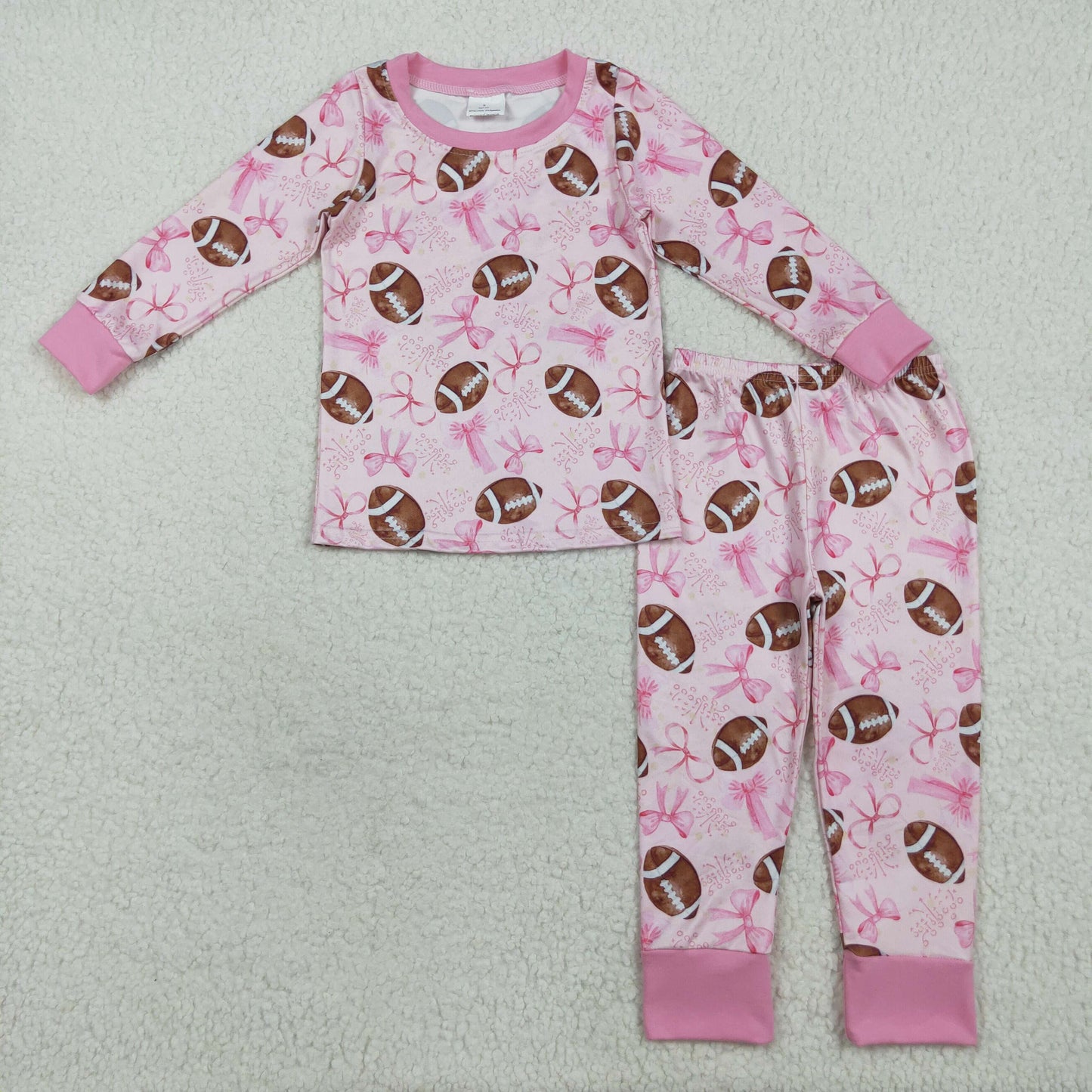 GLP1700 baby girls long sleeve pink football pajamas