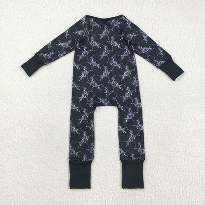 LR2466 baby cowboy zipper black romper
