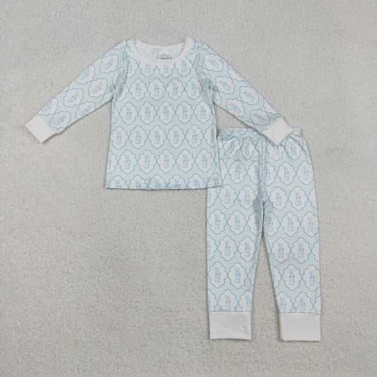 BLP1359 boys Easter bunny blue long sleeve pajamas