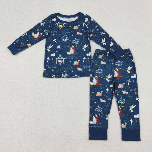 BLP1198 baby boys Easter navy pajamas